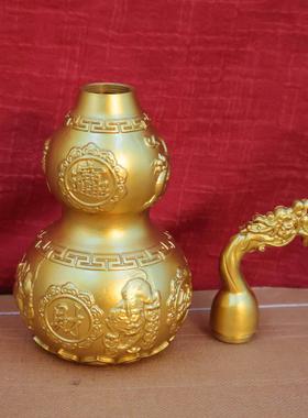 龙头葫芦黄铜葫芦摆件客厅招财纳福开盖空心大号如意黄铜貔貅葫芦