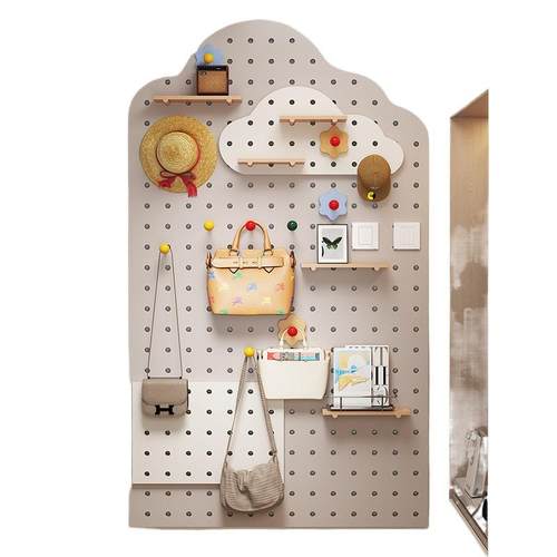 洞洞板实木墙上置物架木质墙壁挂墙书架隔板收纳架挂板墙面架 - 图3