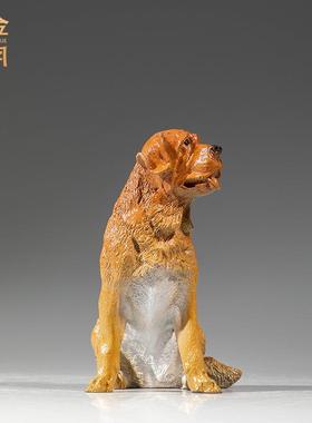 铜金岁月金毛犬黄铜狗金属工艺品摆件生肖狗黄铜器工艺品玄关客厅