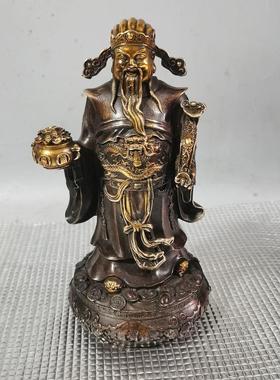 仿老物件老铜古董古玩杂项收藏铜鎏金财神爷摆件仿古铜器