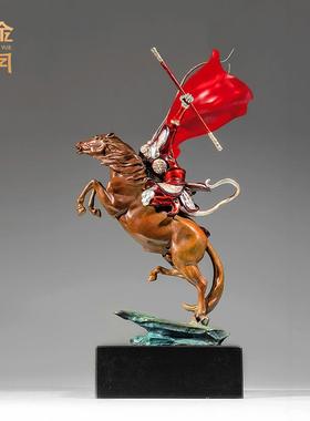 铜金岁月马上封候黄铜猴子摆件骑马猴子办公室玄关金属铜器工艺品