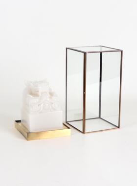 新中式古典玻璃罩玉玺印章摆件样板房家居书房办公室桌面软装饰品