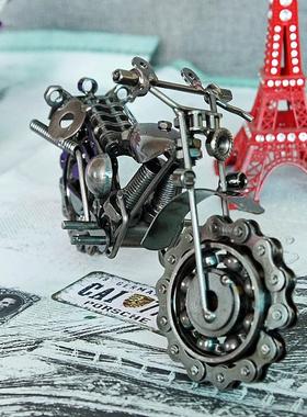 精品店摆件金属工艺铁艺链条摩托车模型仿真车模礼品 M135 6二色