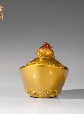 铜金岁月金蟾元宝黄铜摆件福字金钱金蟾铜雕塑工艺品公司开业送礼