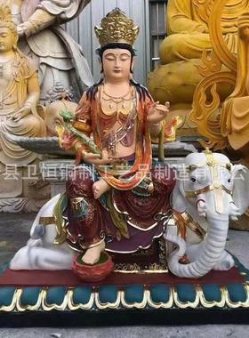 纯铜文殊普贤菩萨摆件文殊菩萨像普贤菩萨坐像佛像家居供奉佛堂