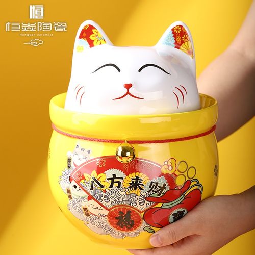 恒焱日式八方来财泡菜坛多巴胺陶瓷密封罐子耐高温家用带盖猪油罐 - 图2