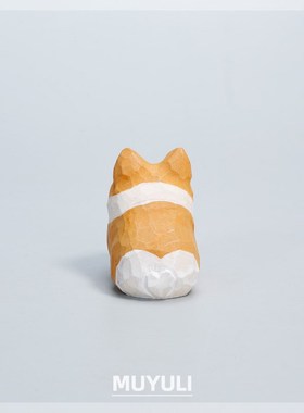 手工木雕柯基电脑桌面摆件小狗狗工位装饰可爱小短腿新年礼物创意