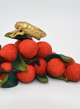 宏达 黄铜彩绘家居摆件 红利 铜工艺品水果荔枝铜器摆件
