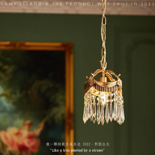 法式复古黄铜水晶卧室床头小吊灯过道玄关阳台入户过道衣帽间灯具 - 图2