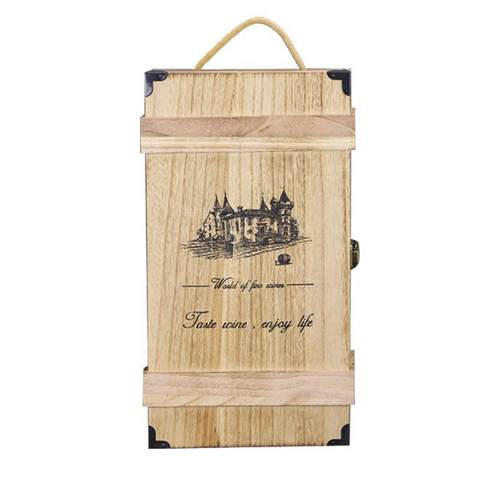 红酒盒复古双支装红酒木盒葡萄酒礼盒红酒包装盒子红酒盒 - 图3