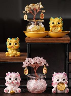 水晶发财树招财貔貅葫芦底座小摆件家居办公桌面文创摆饰汽车摆件