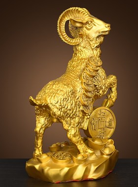 黄铜羊摆件十二生肖羊领头羊招财羊家居客厅办公室装饰工艺品开业