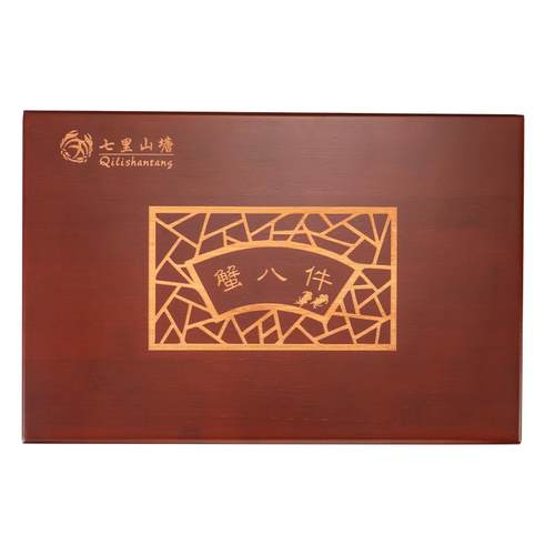 楠竹礼盒蟹八件304不锈钢吃螃蟹工具品蟹剪刀蟹叉镀金蟹八件套装 - 图3