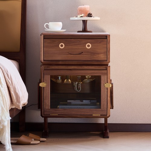 青春潮机器人斗柜儿童房床头柜家用沙发侧边柜童趣家俱黑胡桃木 - 图3