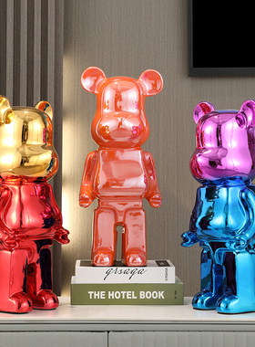 电镀暴力熊50cm存钱罐陶瓷摆件现代简约客厅电视柜大号落地装饰品