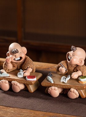 送同学朋友手工泥塑娃娃可爱陶瓷摆件客厅装饰毕业礼物六一儿童节