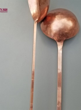 纯手工紫铜勺铲红铜锅铲子加长饭勺汤炒勺家用地锅铜铲子勺子厨具