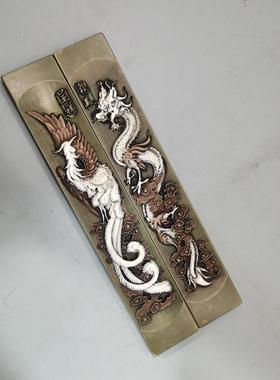 铜镇尺龙凤呈祥镇尺文房四宝镇尺收藏文房用品工艺品摆件