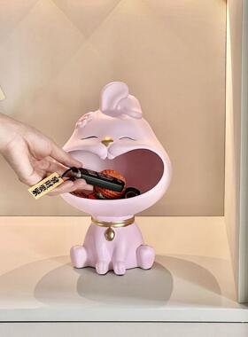 北欧大嘴兔入户玄关钥匙收纳创意客厅电视柜装饰摆件乔迁新居礼品