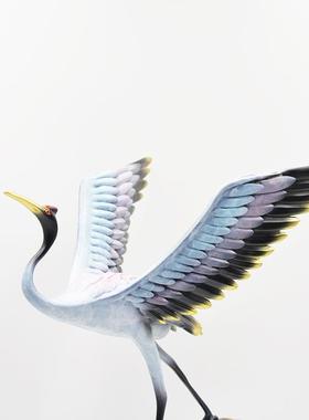 宏达 黄铜彩绘 鹤寿延年 中式家居玄关铜器仙鹤摆件