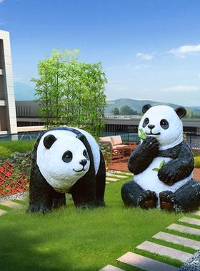 大型户外玻璃钢雕塑仿真动物熊猫摆件公园花园商场幼儿园美陈装饰