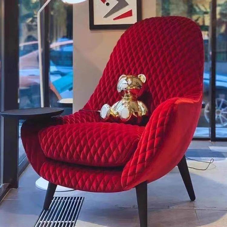 北欧轻奢家用阳台卧室单人沙发椅酒店别墅高端设计布艺网红老虎椅,淘宝优惠券,粉丝福利购,淘宝优惠卷