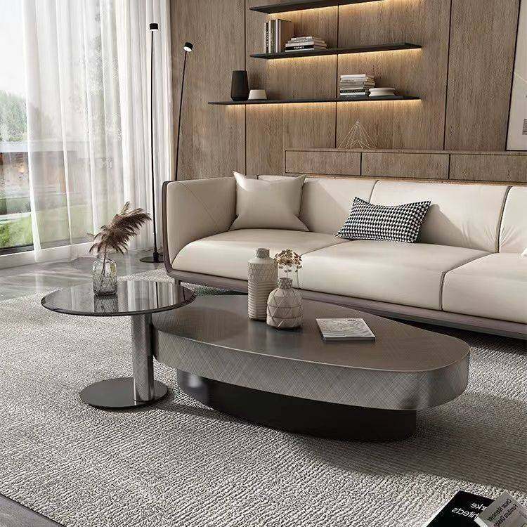 不锈钢异形椭圆形芒果茶几轻奢小户型家用意式客厅设计师茶桌组合,淘宝优惠券,粉丝福利购,淘宝优惠卷