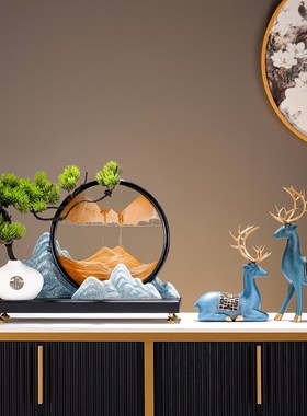 迎客松流沙画摆件客厅玄关办公室桌面茶室装饰品开业乔迁新居礼品