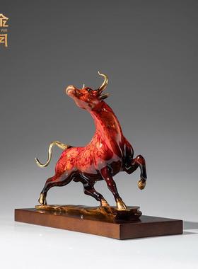 铜金岁月大漆牛转乾坤铜摆件公司赠送商务礼品公司开业乔迁送礼品