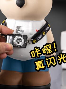 陶瓷暴力熊旅行熊存钱罐卡通摆件家居客厅玄关酒柜卡通创意装饰品