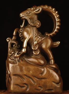 仿古动物摆件领头羊送福羊羚羊 家居装饰创意礼品工艺品摆件