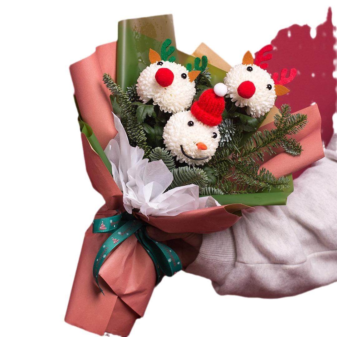 圣诞老人乒乓菊卡通造型笑脸配饰花艺花束雪人diy手工创意材料包,淘宝优惠券,粉丝福利购,淘宝优惠卷