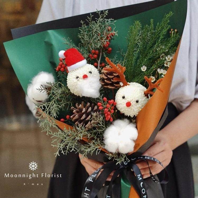 圣诞老人乒乓菊卡通造型笑脸配饰花艺花束雪人diy手工创意材料包,淘宝优惠券,粉丝福利购,淘宝优惠卷