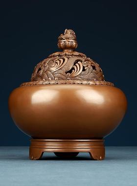 紫铜香炉铜熏香炉仿古铜炉三件套 香道用具家居装饰摆件