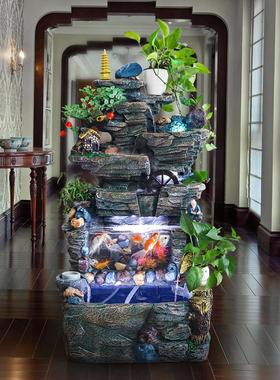 假山流水喷泉鱼缸风水轮加湿器景观客厅阳台办公室水幕墙落地摆件