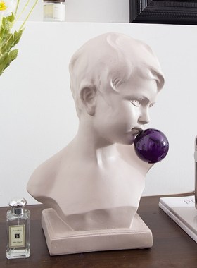 吹粉泡泡小男孩雕塑法式客厅电视柜书柜艺术装饰摆件橱窗人物装置