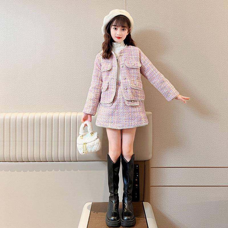 2026新款冬季童装女童小香风套装洋气中大童加厚外套裙子两件,淘宝优惠券,粉丝福利购,淘宝优惠卷
