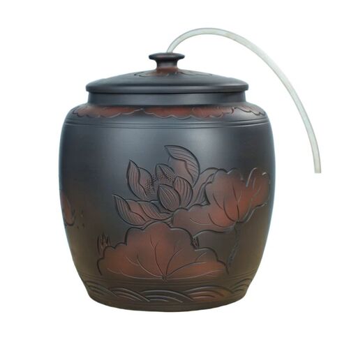 水桶家用储水罐陶瓷家用老式水缸带盖茶台泡茶抽水养水净水桶 - 图3