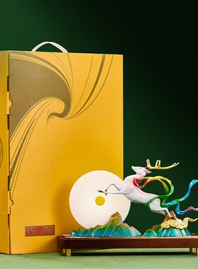 敦煌飞天鹿铜雕摆件铜工艺品酒柜电视柜博古架装饰艺术品乔迁礼品