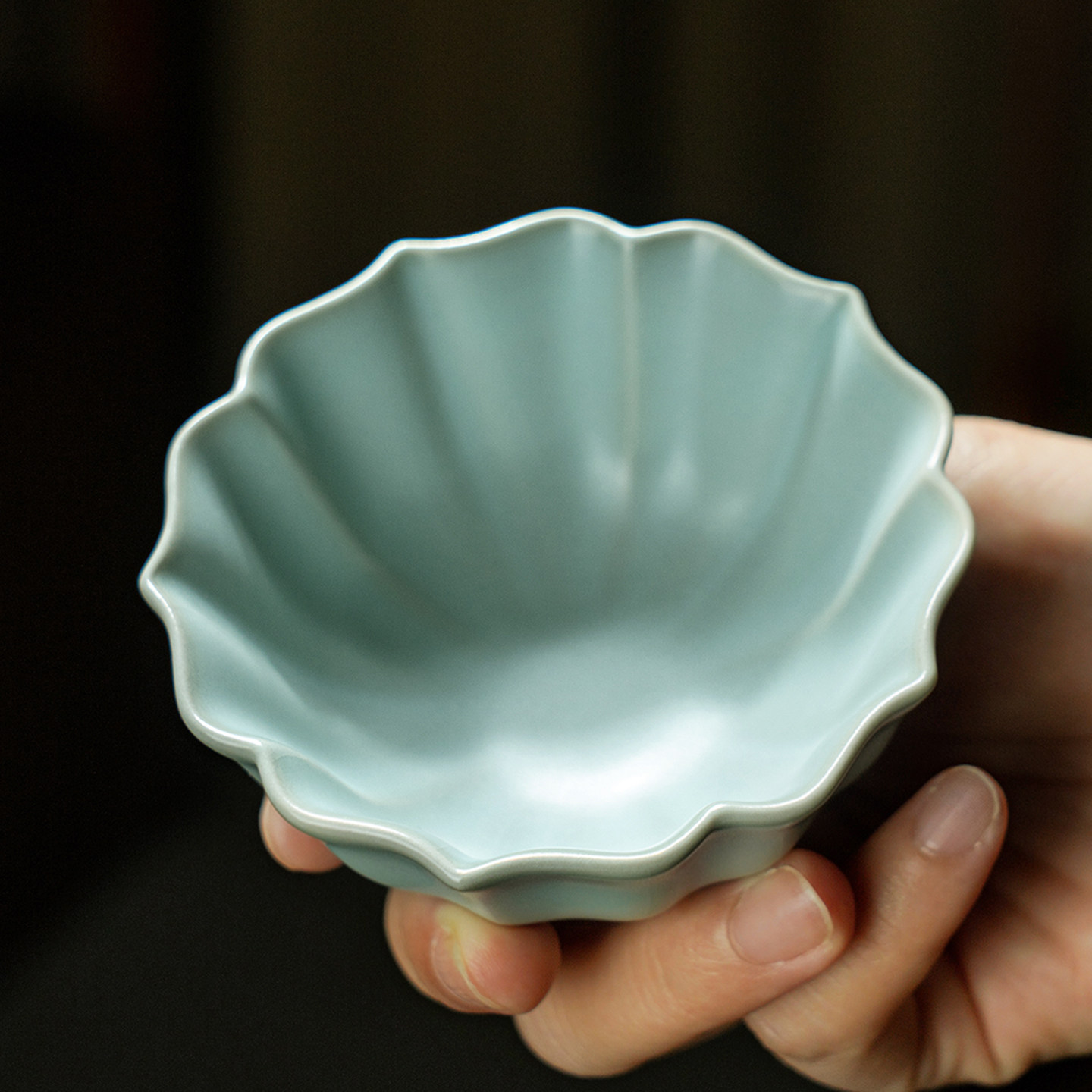 青澹汝窑茶杯主人杯单杯荷瓣杯陶瓷品茗杯茶盏景德镇汝瓷功夫茶具,淘宝优惠券,粉丝福利购,淘宝优惠卷