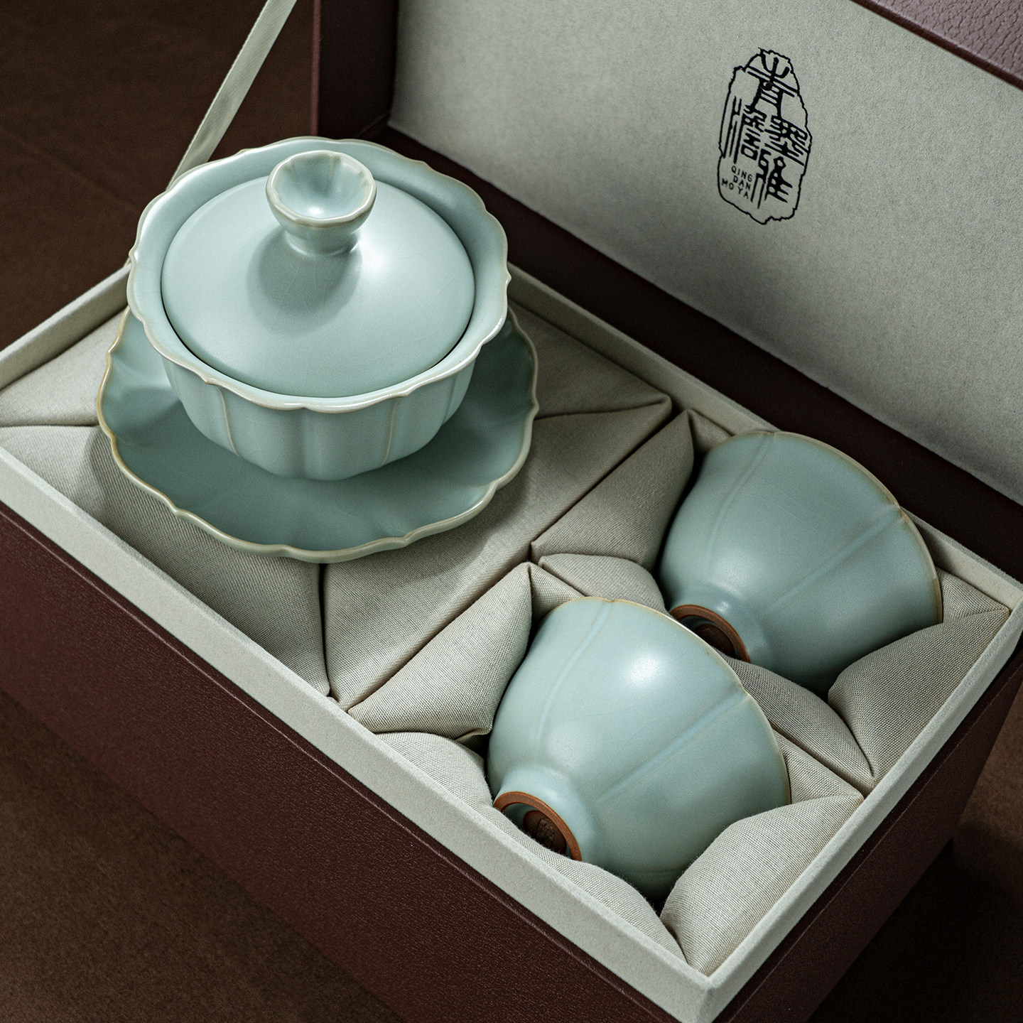 青澹汝窑盖碗套装小号泡茶碗景德镇功夫茶具套组陶瓷复古汝瓷送礼,淘宝优惠券,粉丝福利购,淘宝优惠卷