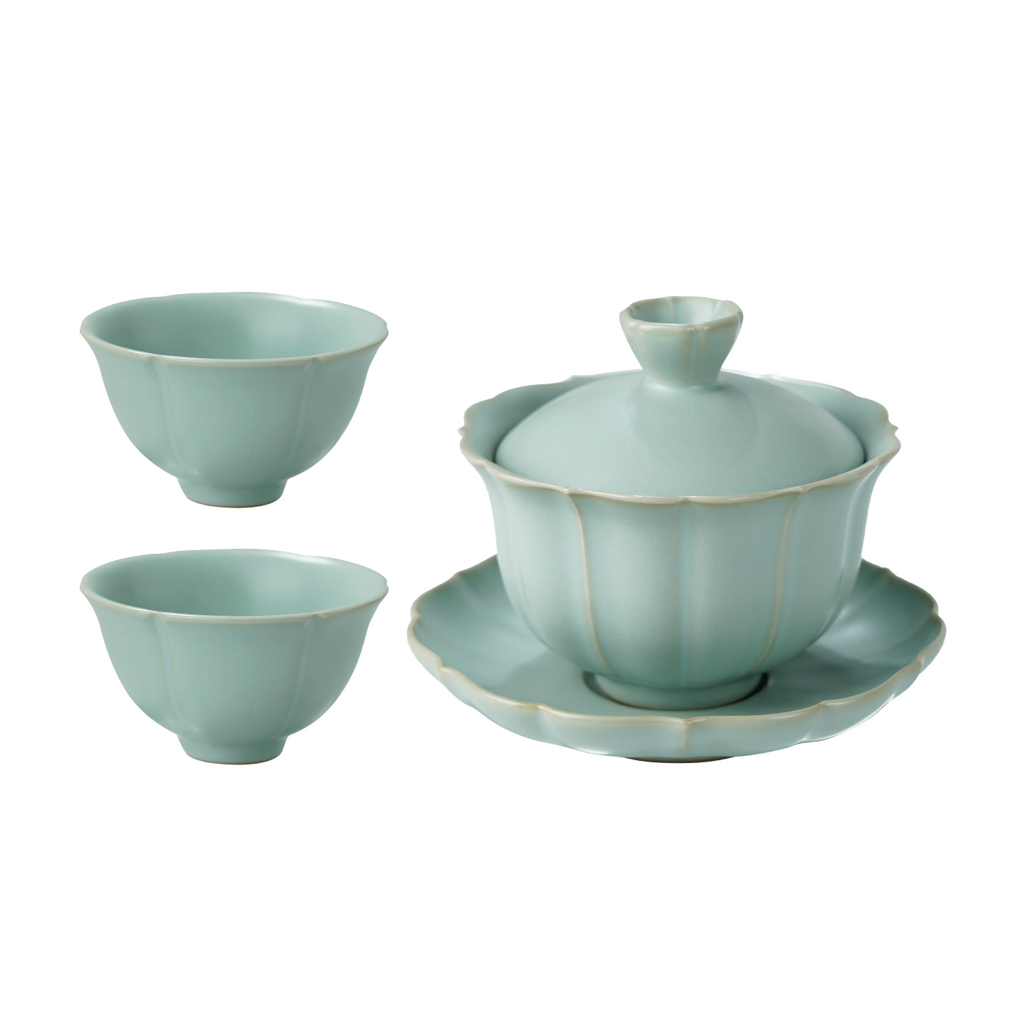 青澹汝窑盖碗套装小号泡茶碗景德镇功夫茶具套组陶瓷复古汝瓷送礼,淘宝优惠券,粉丝福利购,淘宝优惠卷