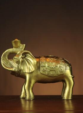 铜大象黄铜元宝如意象吸水象家居办公室桌面礼品摆件元宝象如意象