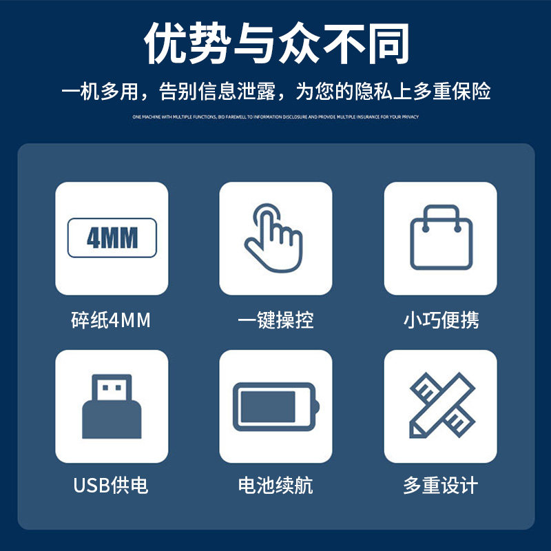 Portable paper shredder multi-function mini electric paper shredder office and home small A4A6 paper file shredder