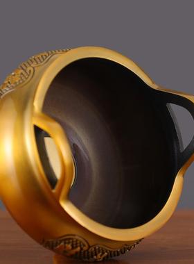 铜香炉家用大香炉鼎仙家香炉碗双耳三足烧香炉仿古铜熏香炉供具