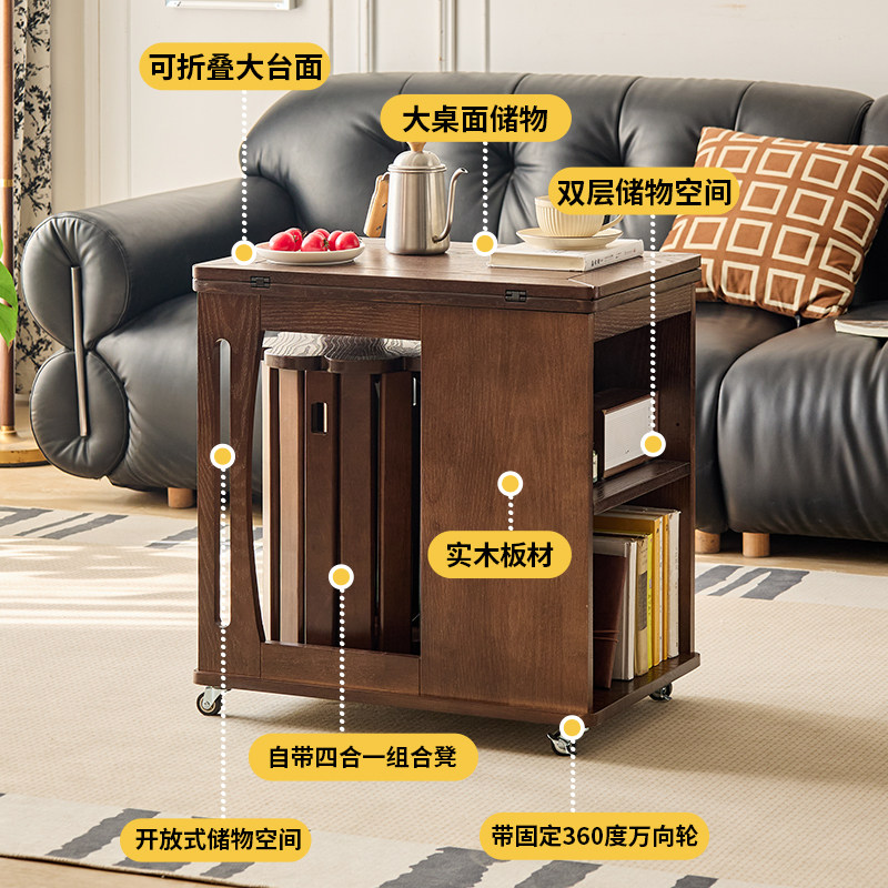 移动餐边柜实木移动边几推车多层收纳储物带轮可移动小茶几棋牌桌,淘宝优惠券,粉丝福利购,淘宝优惠卷