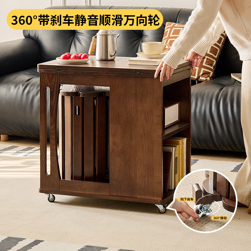 移动餐边柜实木移动边几推车多层收纳储物带轮可移动小茶几棋牌桌,淘宝优惠券,粉丝福利购,淘宝优惠卷