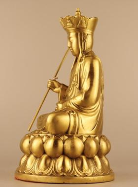 黄铜摆件 铜坐地藏王菩萨 莲花地藏家居装饰供奉礼品工艺品
