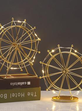 北欧铁艺摩天轮摆件创意客厅办公室桌面室内电视酒柜装饰品小摆设