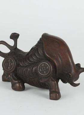 纯黄铜 斗牛摆件生肖牛铜牛 中式桌面家居玄关装饰工艺礼品摆件